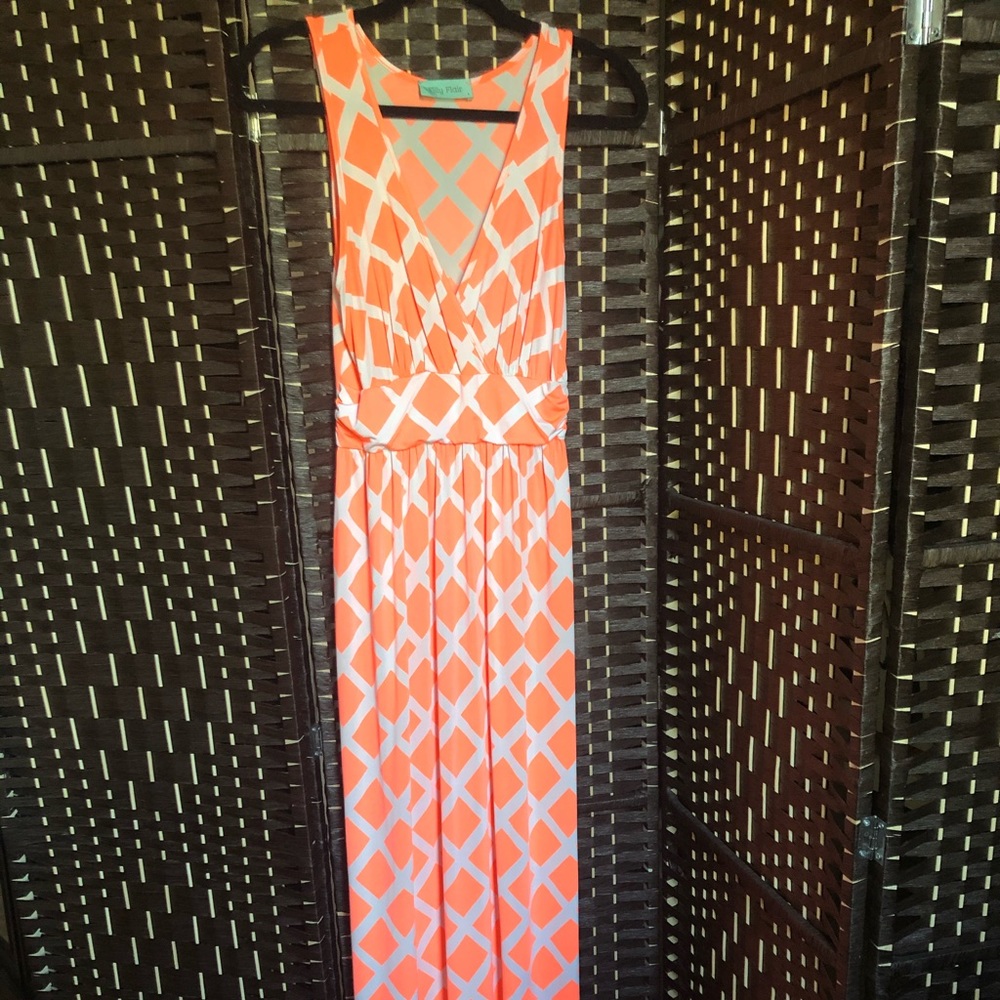 💥Orange and White💥 full length maxi dress